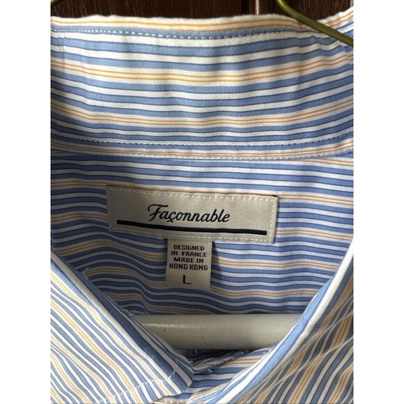 FACONNABLE short sleeve shirt,side pocket Size Large Blue/White/orange - Picture 3 of 6